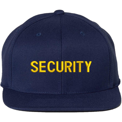 Premium SECURITY Snapback Hat | Small Embroidery Adjustable Flat Bill Cap for Security Officers & Guards
