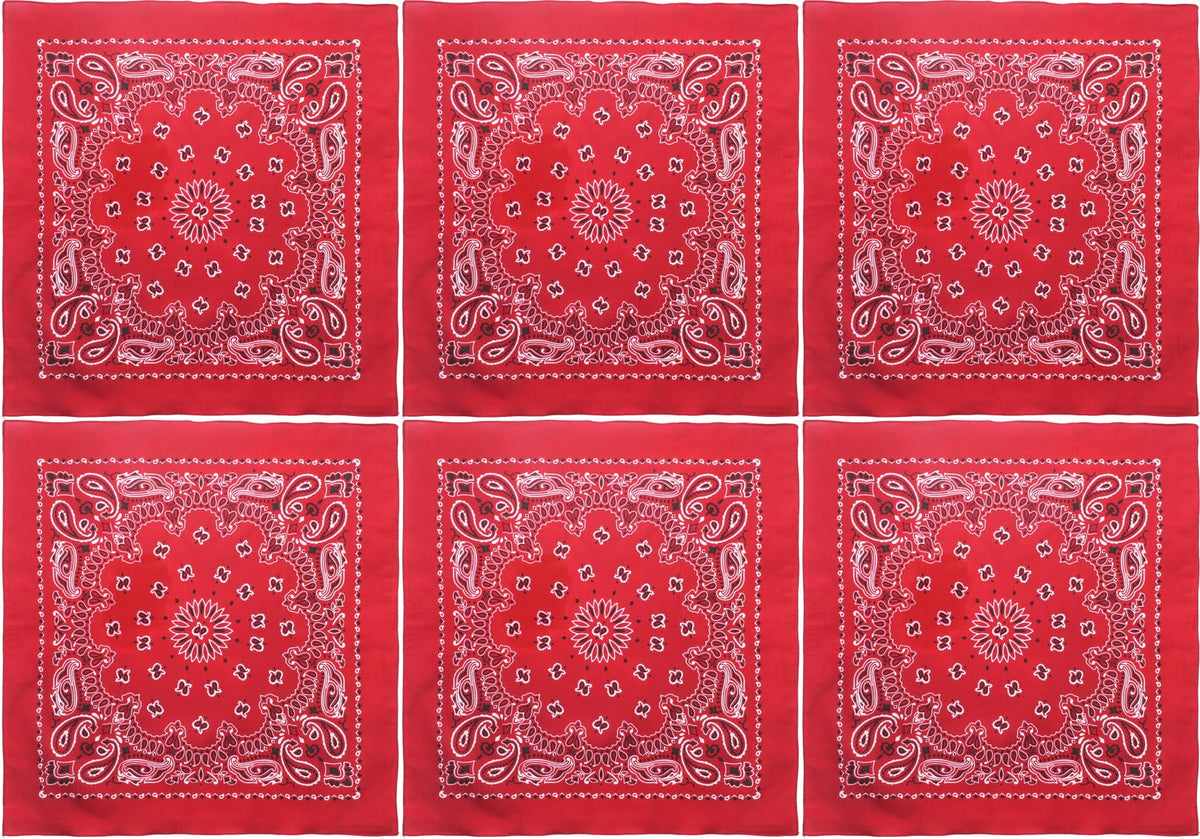 Trainmen Paisley 27" Jumbo Military Bandana Head Scarf Do-rag 100% Cotton Bandanna Face Cover 6-Pack