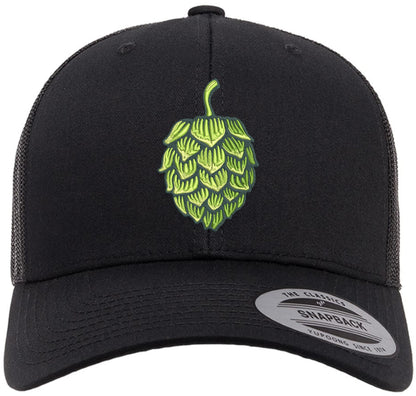 Embroidered Trucker Hat Mesh Snapback Cap Skull UFO Jolly Roger Hops Leaf Design