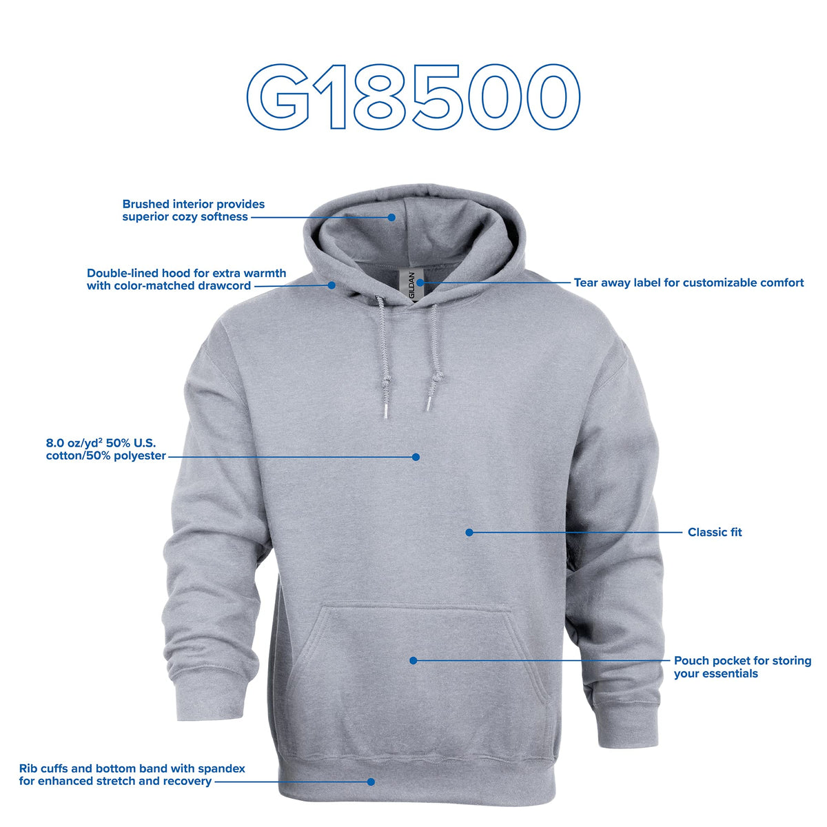 Gildan Adult Fleece Hoodie Sweatshirt, Style G18500, Multipack