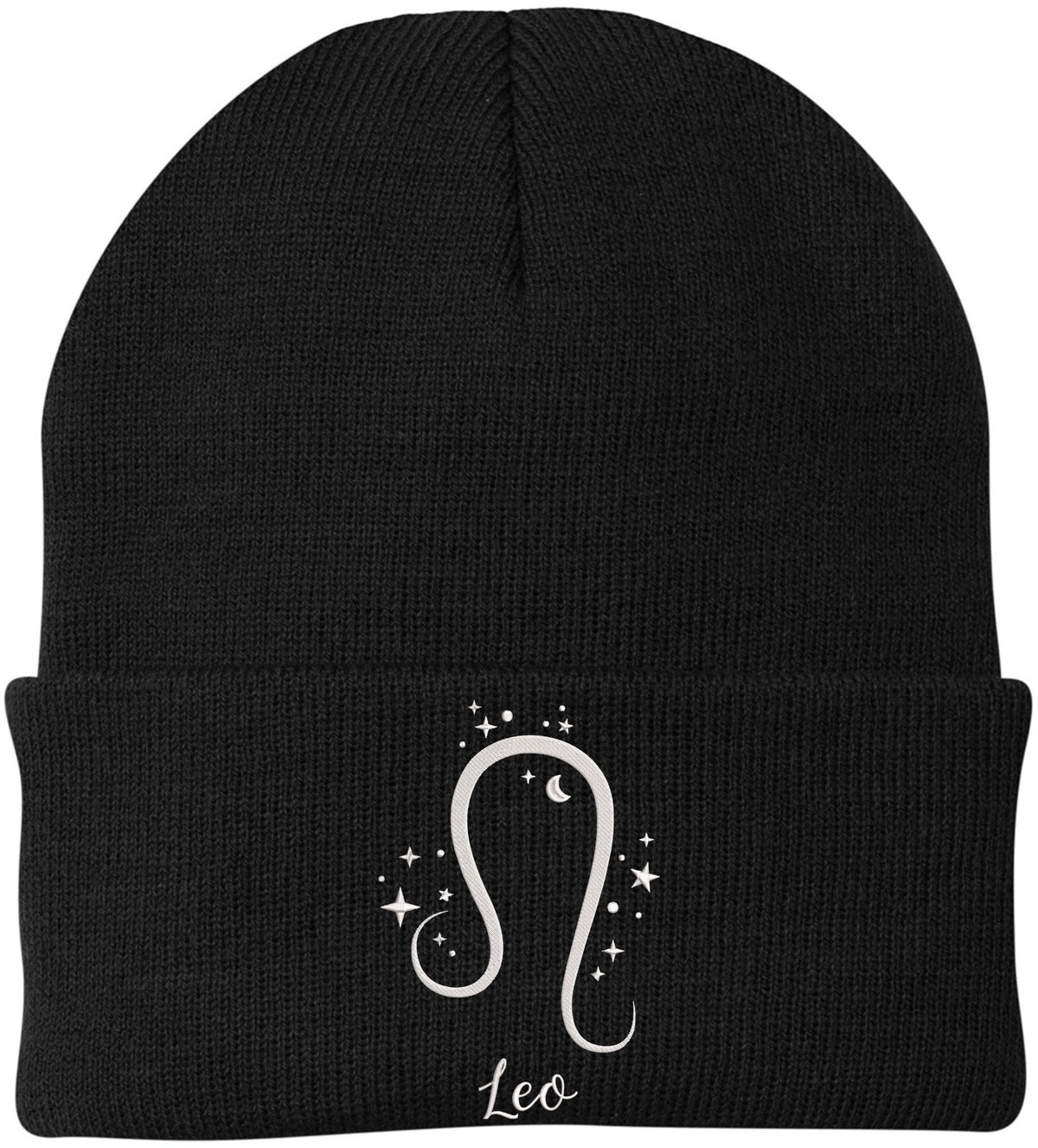 Zodiac Signs Embroidered Beanie | Acrylic Warm Skull Astrology Horoscope Monthly Symbols Designs Watch Cap, Black