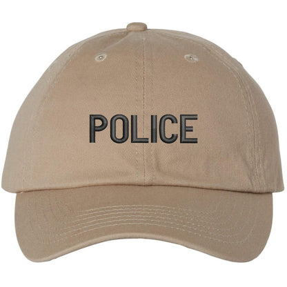 POLICE Unstructured Dad Hat Low Profile Adjustable Baseball Cap for Security, Guard & Law Enforcement Uniforms