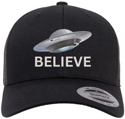 Embroidered Trucker Hat Mesh Snapback Cap Skull UFO Jolly Roger Hops Leaf Design