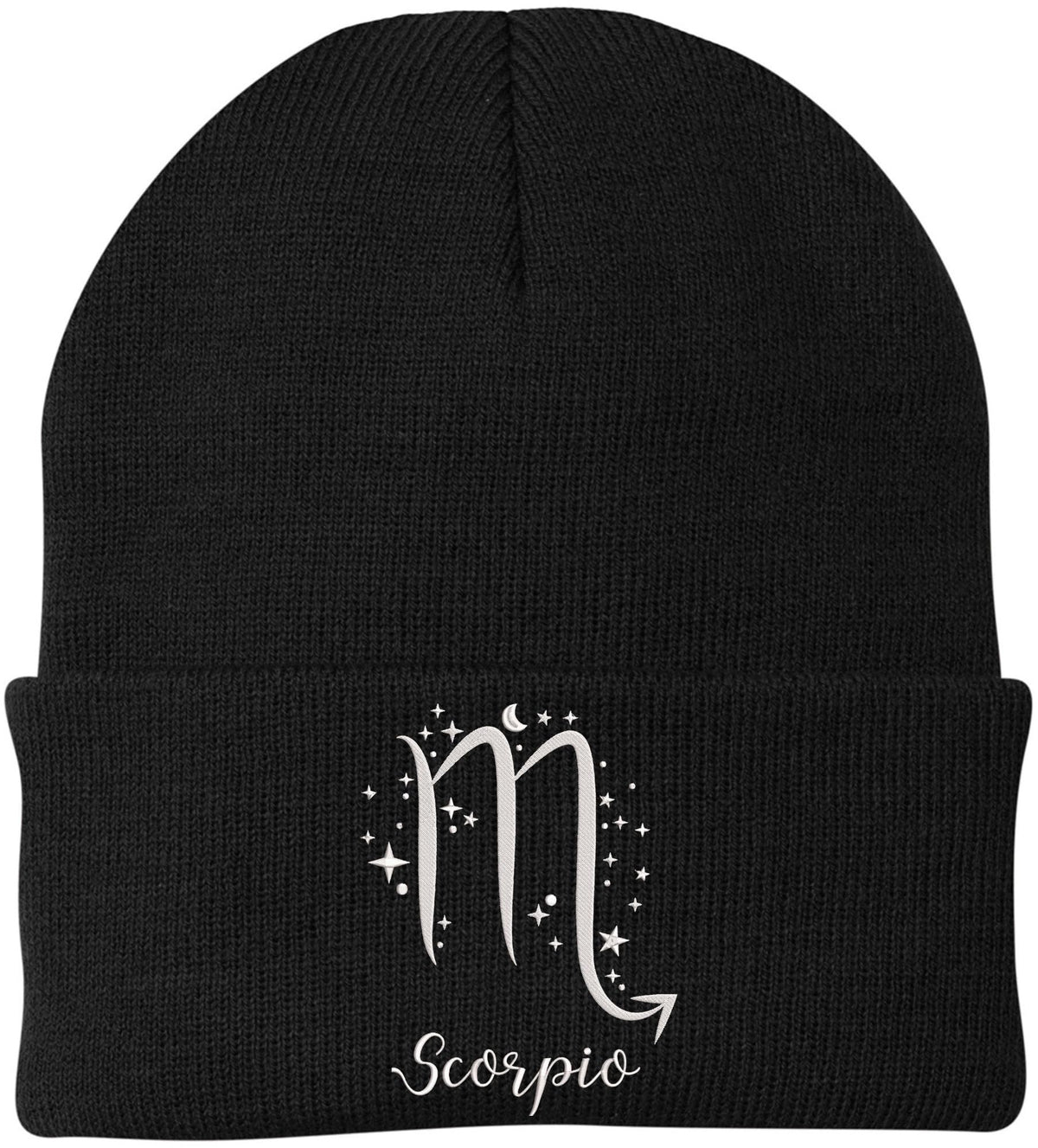 Zodiac Signs Embroidered Beanie | Acrylic Warm Skull Astrology Horoscope Monthly Symbols Designs Watch Cap, Black