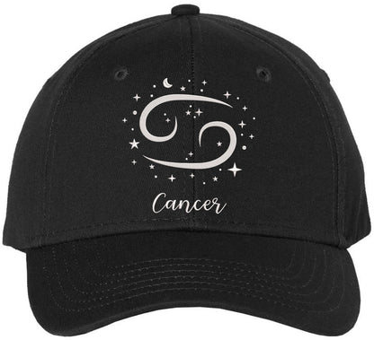 Zodiac Signs Embroidered Baseball Hat | Adjustable Astrology Horoscope Monthly Symbols Designs Structured Cap, Black