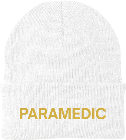 Paramedic Embroidered Beanie Hat | 100% Acrylic Winter Knit Cap for Emergency Medical Services First Responders