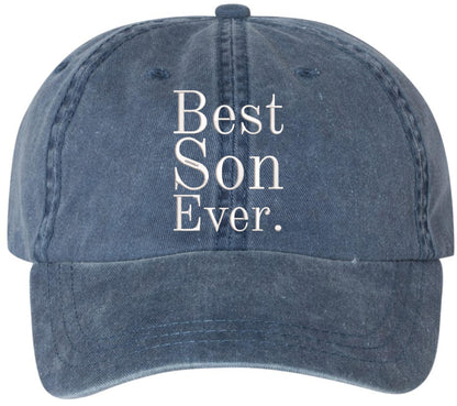 Best Son Ever Embroidered Hat | Adjustable Baseball Cap Gift for Son | Casual Washed Cotton Everyday Headwear