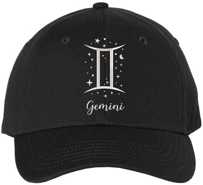 Zodiac Signs Embroidered Baseball Hat | Adjustable Astrology Horoscope Monthly Symbols Designs Structured Cap, Black
