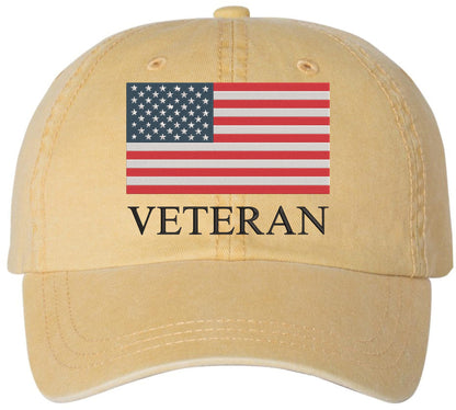 American US Flag Veteran Embroidered Dad Hat | Vintage Washed USA Patriotic Army Vet Baseball Cap