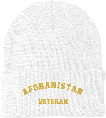 Afghanistan Veteran Embroidered Beanie - Military Service - 100% Acrylic Knit