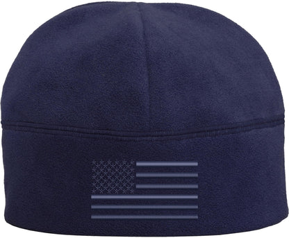 Polar Fleece Watch Cap with Embroidered US American Flag, USA Tactical Beanie Warm Winter Skull Hat
