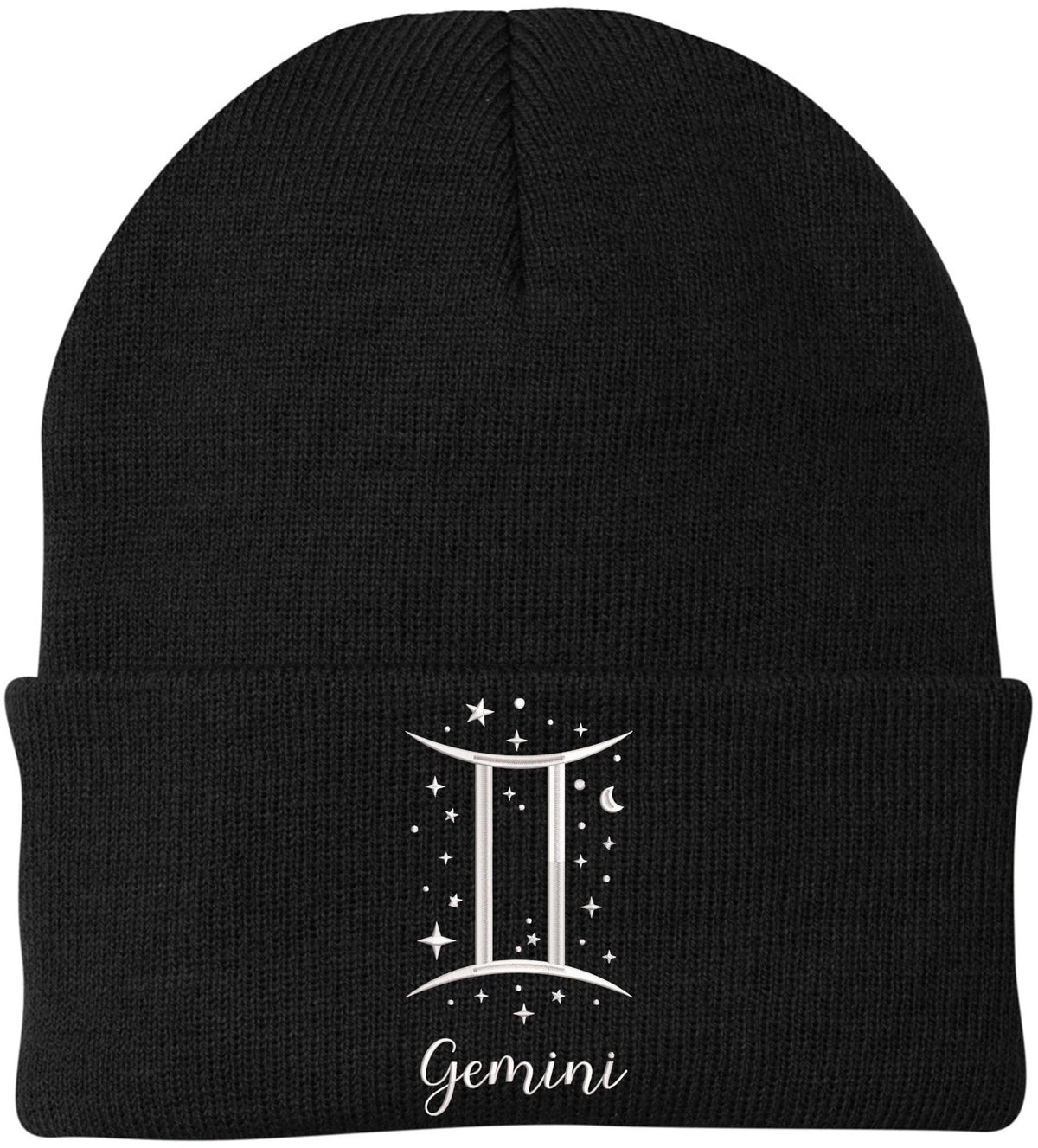 Zodiac Signs Embroidered Beanie | Acrylic Warm Skull Astrology Horoscope Monthly Symbols Designs Watch Cap, Black
