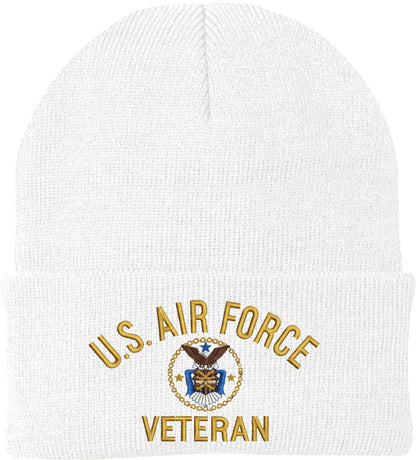 Air Force Veteran Embroidered Beanie | USAF Military Army Skull Cap Acrylic Vet Warm Winter Watch Hat