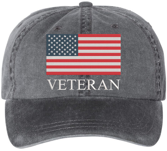 American US Flag Veteran Embroidered Dad Hat | Vintage Washed USA Patriotic Army Vet Baseball Cap