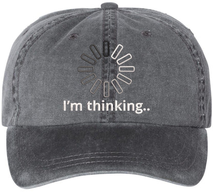 I'm Thinking Please Wait Embroidered Vintage Baseball Cap Washed Denim Adjustable Funny Dad Hat