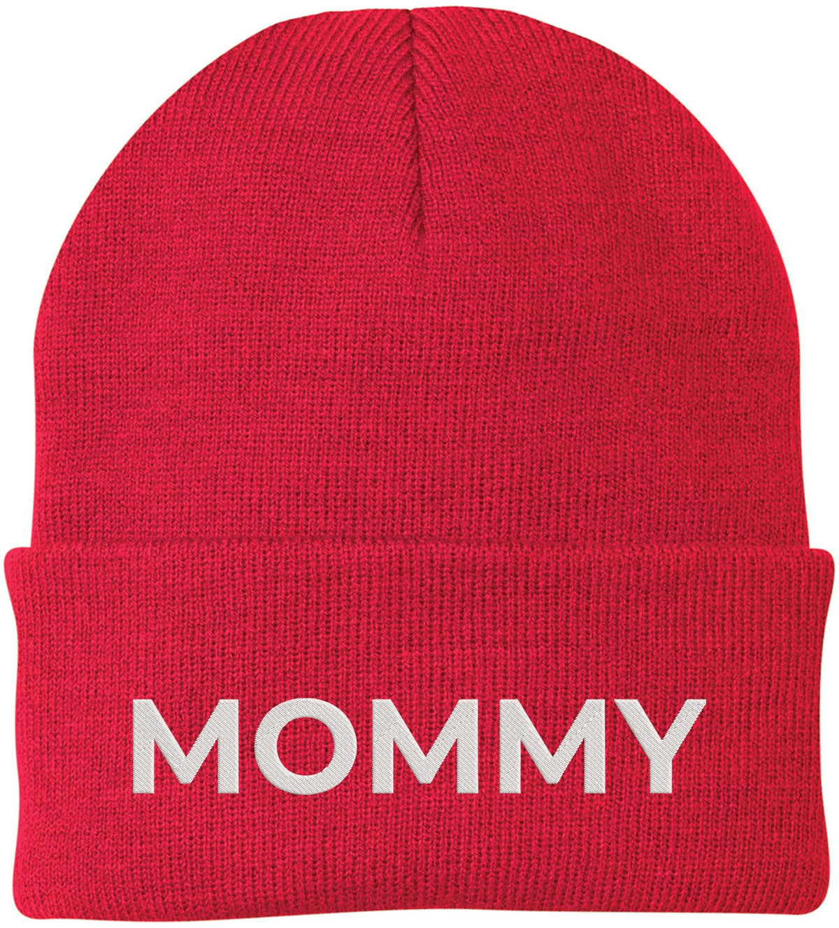 Mommy Embroidered Beanie | Bold Acrylic Knit Winter Hat | Casual Mother's Day Skull Cap Trendy Statement Mom Hat