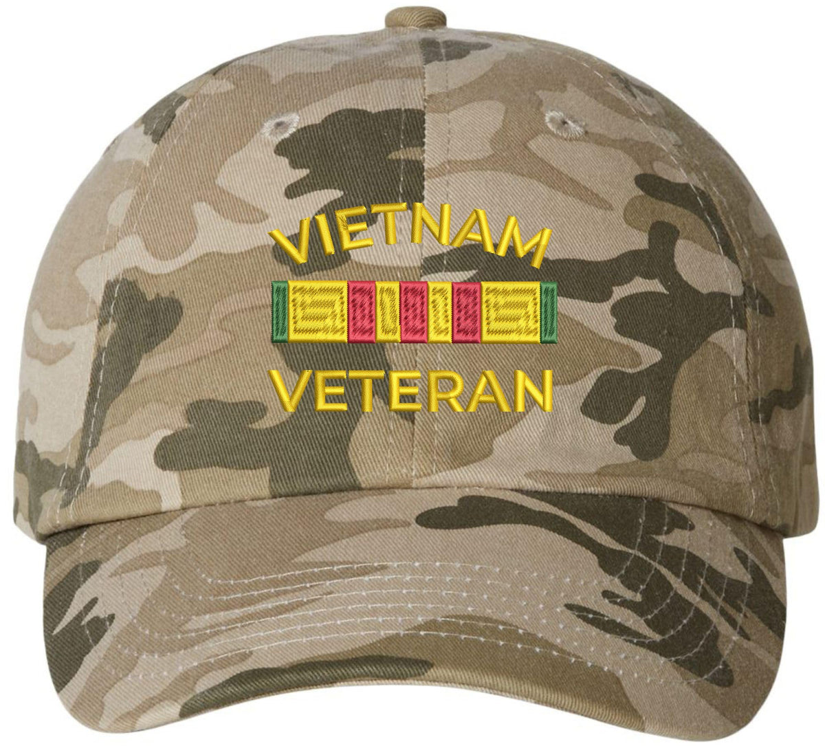 Vietnam Veteran Embroidered Camo Caseball Cap | U.S.A. Army Military Patriotic 100% Cotton Hat for Men & Women