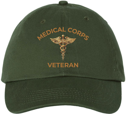 Medical Corps Veteran Embroidered Baseball Cap | USA Army Military Medical Caduceus Adjustable 100% Cotton Hat