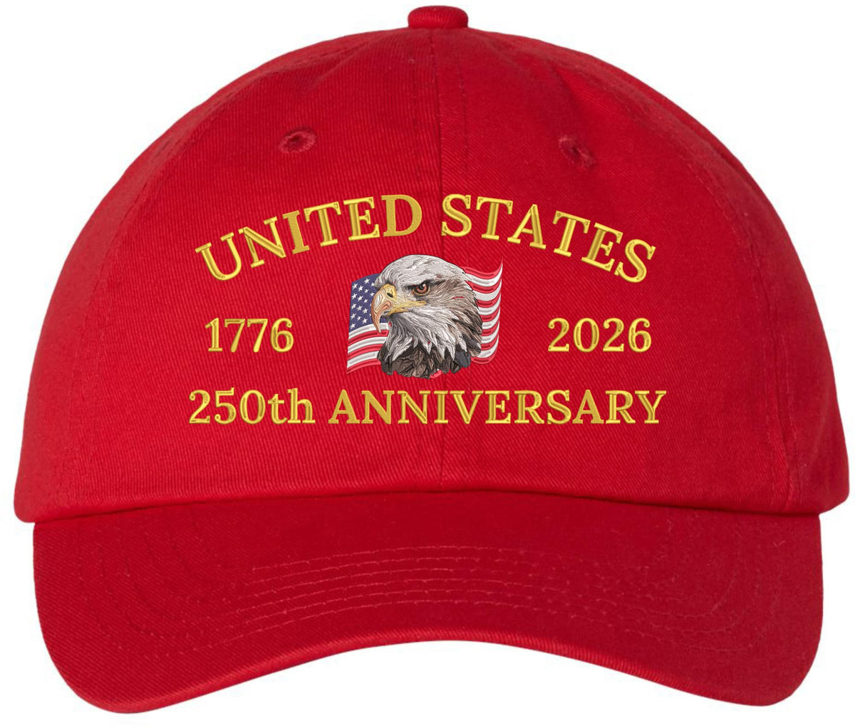 United States 250th Anniversary Low Profile Cap | 1776-2026 USA Bald Eagle Flag Country Baseball Dad Hat