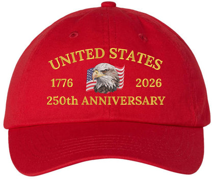 United States 250th Anniversary Low Profile Cap | 1776-2026 USA Bald Eagle Flag Country Baseball Dad Hat