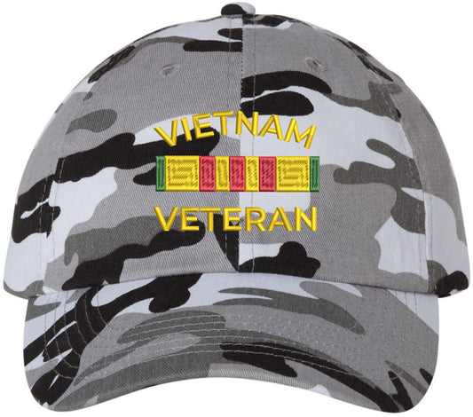 Vietnam Veteran Embroidered Camo Caseball Cap | U.S.A. Army Military Patriotic 100% Cotton Hat for Men & Women