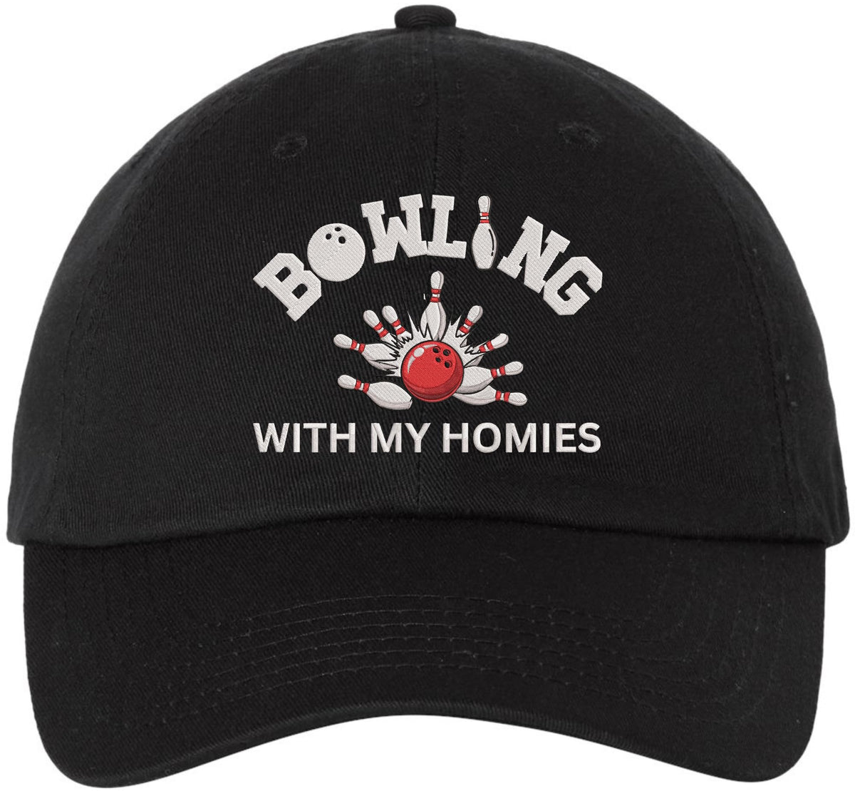 Funny Bowling Hats “Bowling With My Homies” Embroidered Dad Hat for Bowlers Baseball Cap
