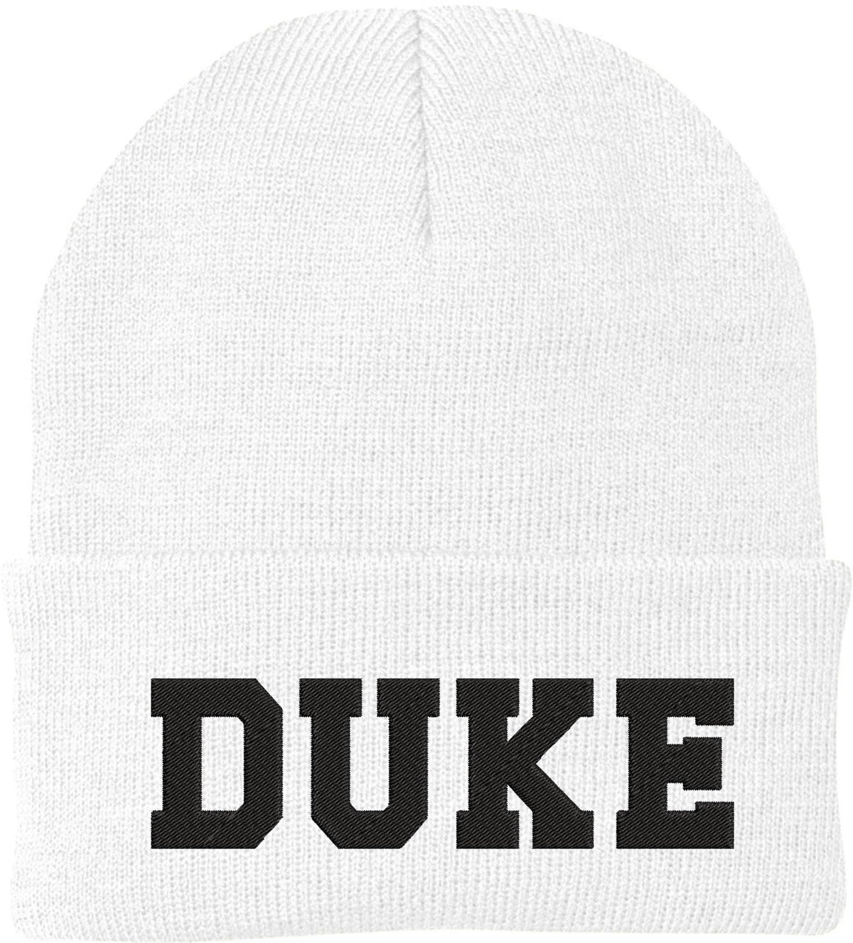 DUKE Embroidered Beanie Hat Knit Cuffed Winter Cap Skull Cap