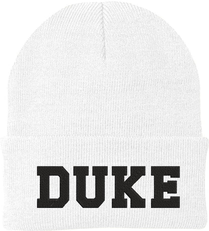 DUKE Embroidered Beanie Hat Knit Cuffed Winter Cap Skull Cap