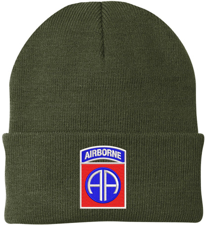 82nd Airborne Division US Army Embroidered Beanie Hat | USA Military Army 100% Acrylic Knitted Skull Cap