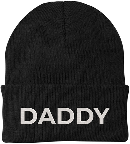 Daddy Embroidered Beanie | Bold Acrylic Knit Winter Hat | Casual Father's Day Skull Cap for Dad