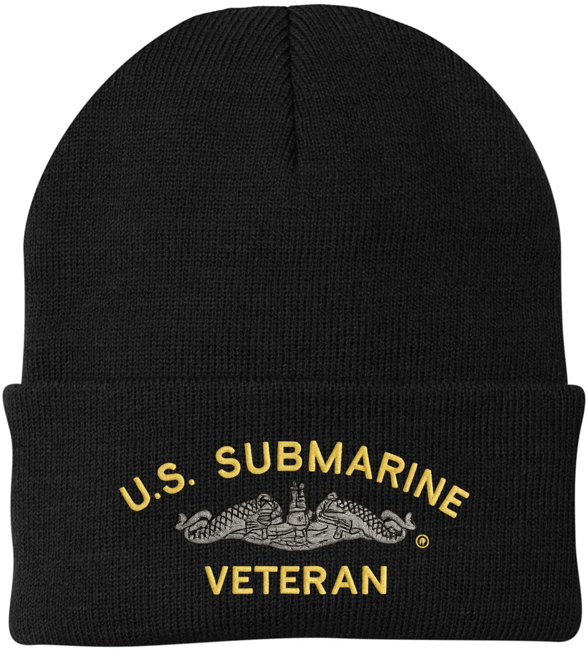 U.S. Submarine Veteran Embroidered Beanie Navy Veteran Knit Cuffed Hat