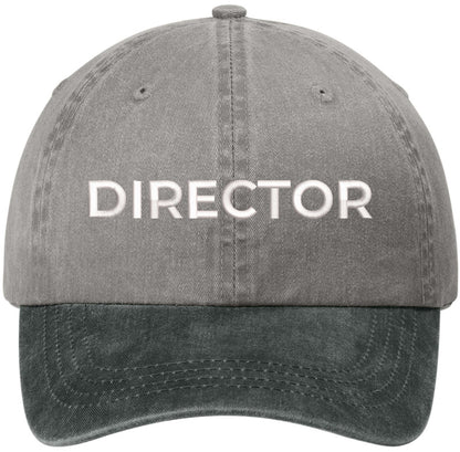Director Embroidered Baseball Cap | Two Tone 100% Cotton Military Style Adjustable Unisex Hat