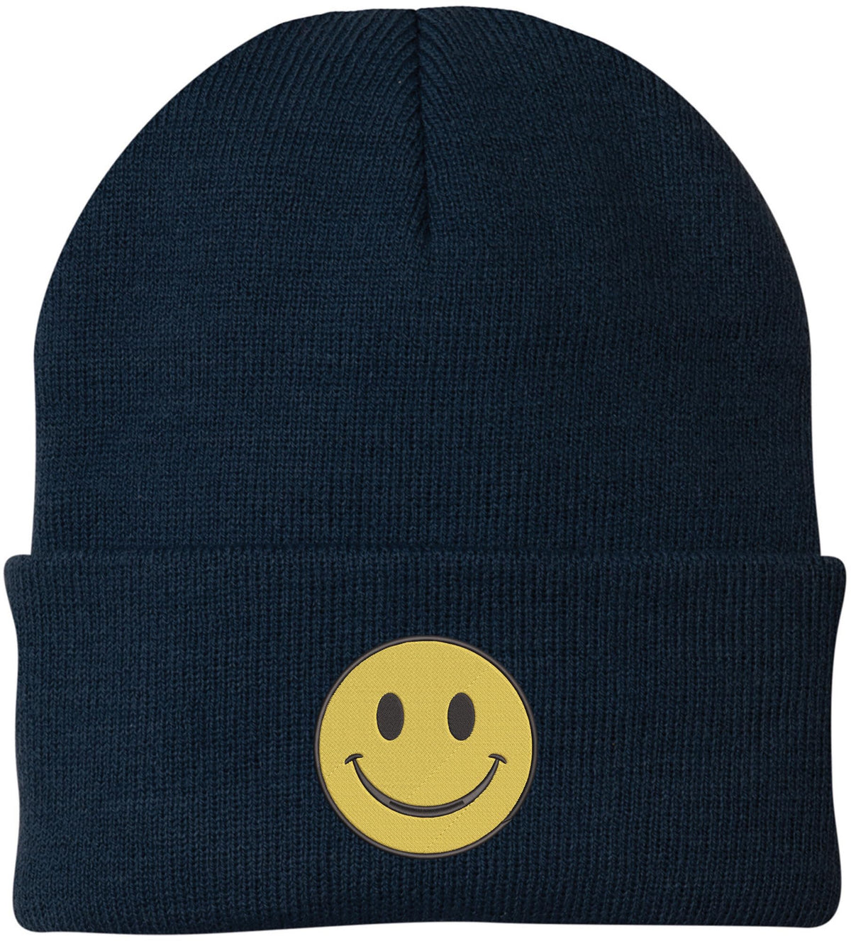 Smiiley Face Embroidered Beanie Hat | 100% Acrylic Knitted Winter Unisex Skull Cap