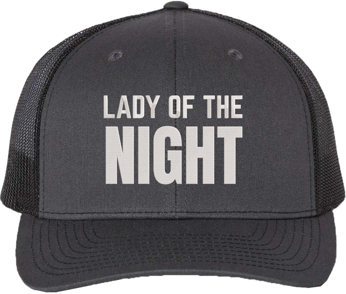 Lady Of The Night Embroidered Trucker Hat Streetwear Baseball Cap for Nightlife Parties