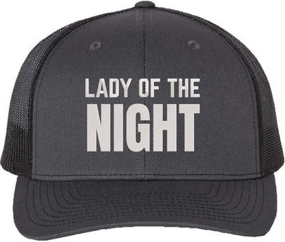Lady Of The Night Embroidered Trucker Hat Streetwear Baseball Cap for Nightlife Parties