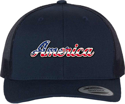 Army Universe Red White & Blue America Flag Embroidered Trucker Hat | Stars & Stripes USA Meshback Cap