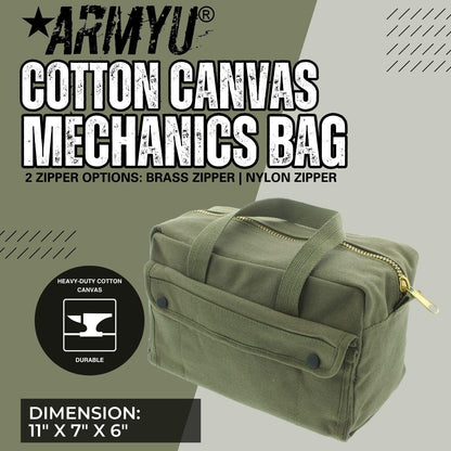 Heavy Duty Cotton Canvas Tool Bag - Military Field Carry Bag - General Purpose Storage Bag
