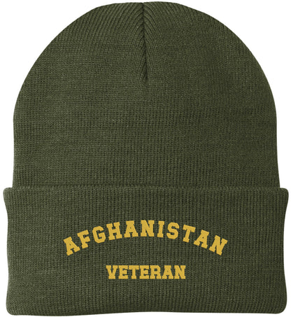 Afghanistan Veteran Embroidered Beanie - Military Service - 100% Acrylic Knit