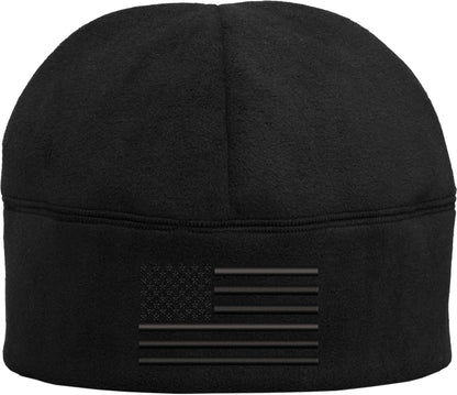 Polar Fleece Watch Cap with Embroidered US American Flag, USA Tactical Beanie Warm Winter Skull Hat