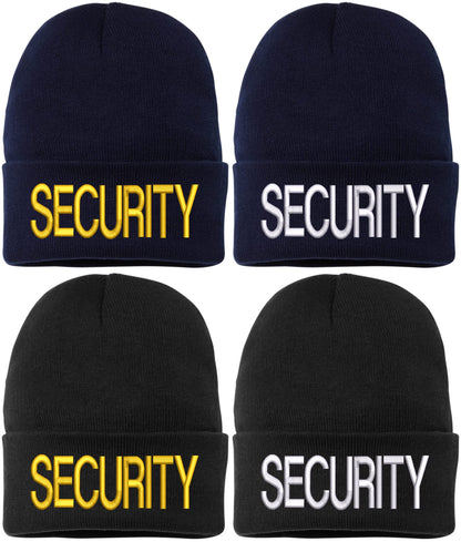 SECURITY Beanie FLEECE Lined Hat Warm LARGE EMBROIDERY Winter Watch Cap Winter Security Uniform Hat