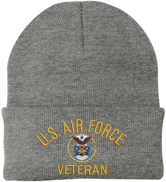 Air Force Veteran Embroidered Beanie | USAF Military Army Skull Cap Acrylic Vet Warm Winter Watch Hat