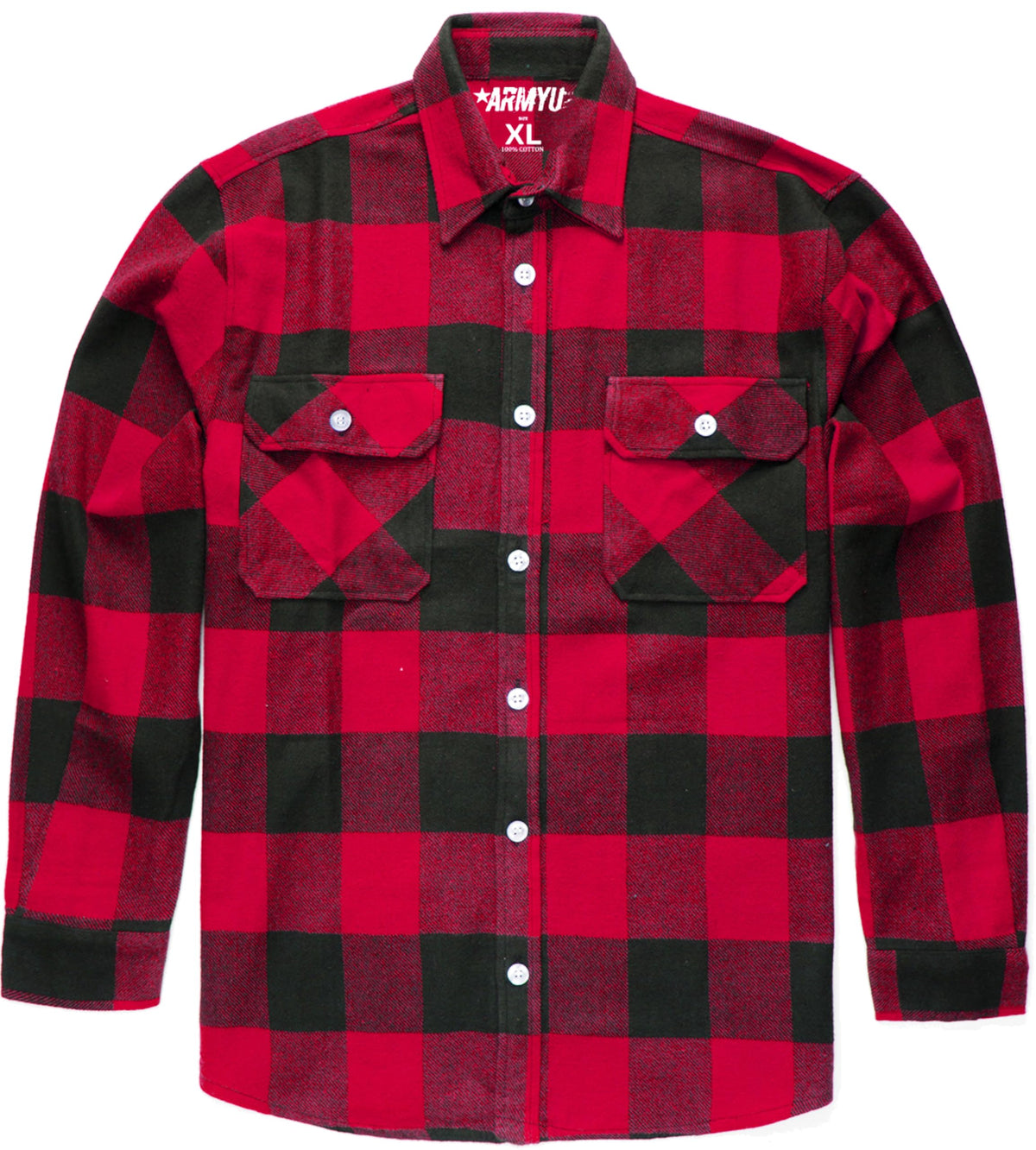 Extra Heavyweight Buffalo Plaid Flannel Shirt Cotton Outdoor Work Button Down Men's Shirt