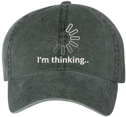I'm Thinking Please Wait Embroidered Vintage Baseball Cap Washed Denim Adjustable Funny Dad Hat