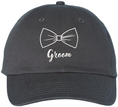 Groom Wedding Baseball Cap | Embroidered Bow Tie Design | Adjustable Snapback Hat for Bachelor Parties