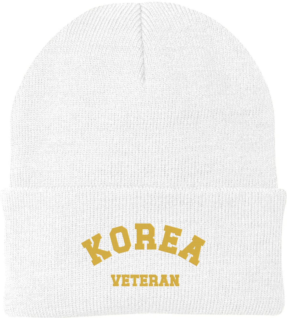 Korea Veteran Embroidered Beanie Hat | USA Military Patriotic 100% Acrylic Winter Knit Cap for Men & Women