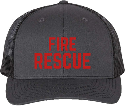 Fire Rescue Embroidered Trucker Hat Firefighter First Responder Mesh Back Snapback Baseball Cap