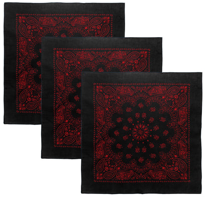 Trainmen Paisley 27" Jumbo Military Bandana Head Scarf Do-rag 100% Cotton Bandanna Face Cover 3-Pack