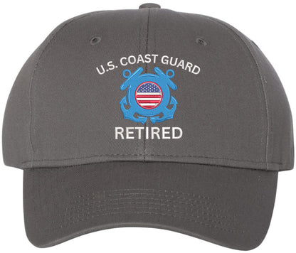U.S. Coast Guard Retired Embroidered Baseball Cap | USA Veteran Military Nautical Service Dad Hat Unisex Gift