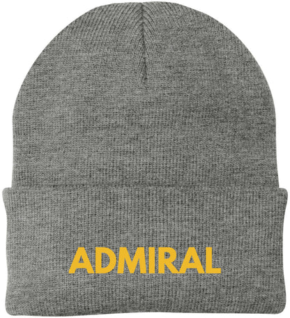 Admiral Embroidered Beanie | USA Military Navy Inspired Warm 100% Acrylic Winter Knit Hat for Men & Women