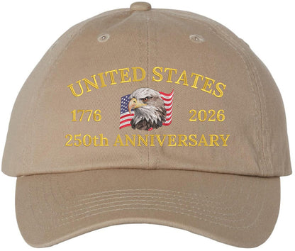United States 250th Anniversary Low Profile Cap | 1776-2026 USA Bald Eagle Flag Country Baseball Dad Hat